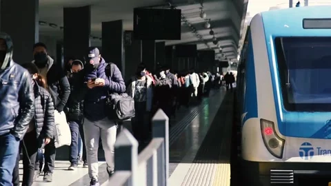 People walking at the Train station Stock Footage 134200430