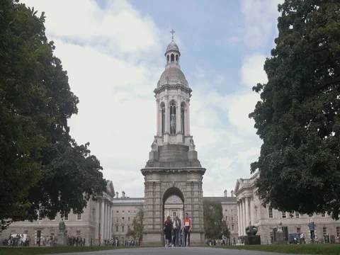 People walking at Trinity College, Dublin Stock Footage 80107680