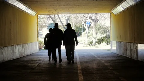 People walking in Tunnel to the Light Stock Footage 86131117