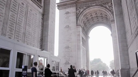 People Walking Under the Arc de Triomphe in Paris, France - 4K Stock Footage 301080424