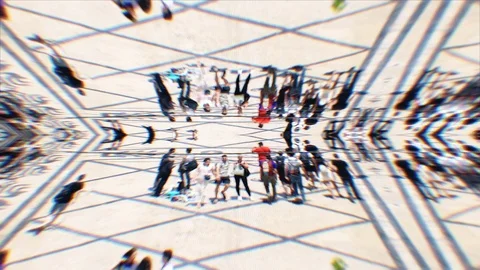 People Walking Upside Down Reflection Mirror Effect Stock Footage 102332223