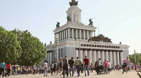 People walking at VDNKh Stock Footage 38745328