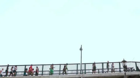 People Walking On Walkway Bridge Stock Footage 11521723