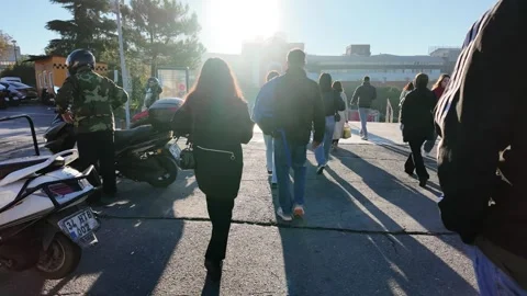 People Walking to Work at Sunrise Stock Footage 320700188