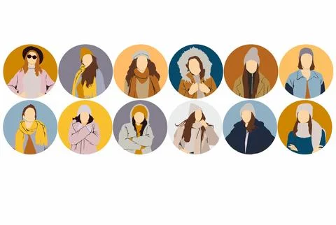 People in warm clothes vector autumn fashion Stock Illustration