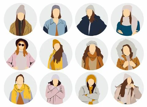 People in warm clothes vector autumn fashion Stock Illustration