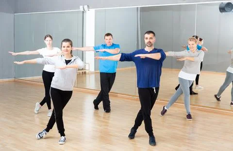 People warming up before dance training Stockfoto's