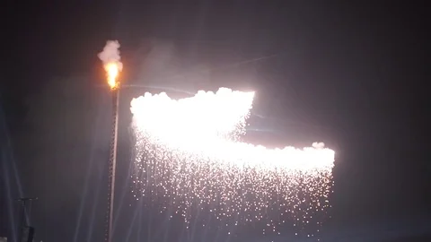 People watch fireworks display Stock Footage 71486512