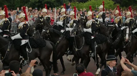 People watching cavalry at Trooping the Colour parade on June 19, 2014 in London Stock Footage 45854377