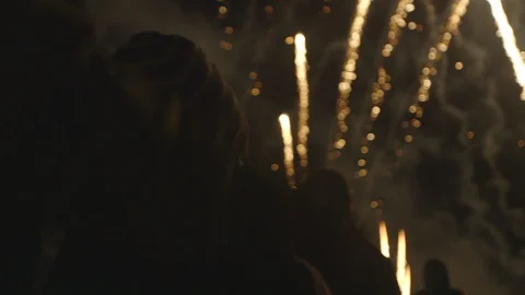 People watching a firework - Full HD AppleProRes 422 Stock Footage 92127834