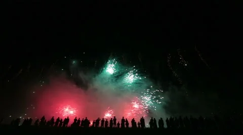 People watching fireworks display Stock Footage 51208853