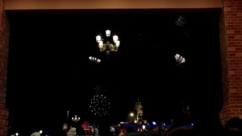 People watching fireworks at Global Village Stock Footage