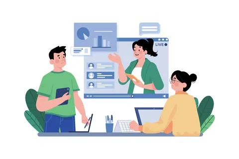 People Watching Online Video Tutorial 库存插图