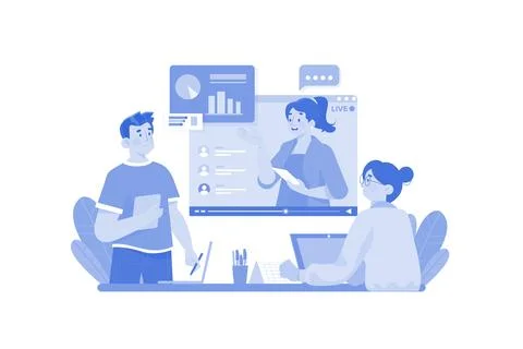 People Watching Online Video Tutorial Illustrazione stock