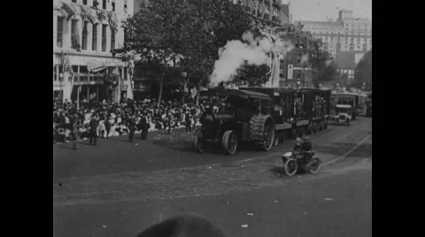 People watching steam engine Stock Footage 43331823