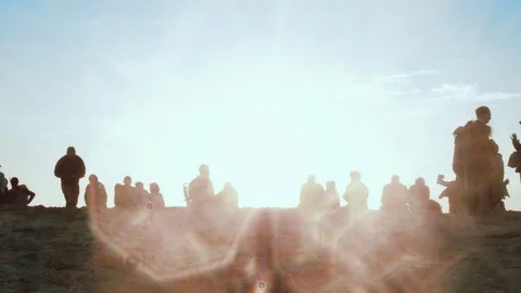 People watching sunset Stock Footage 96990215