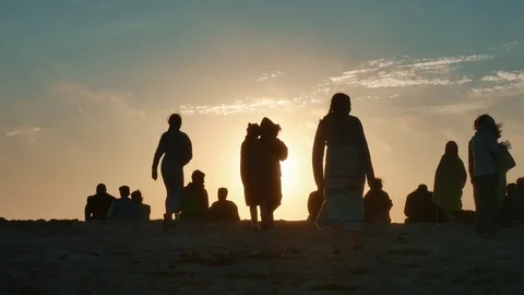 People watching sunset Stock Footage 96990556