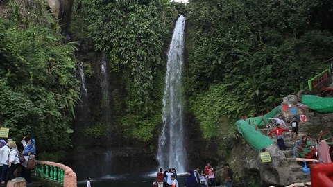 People in Waterfall Stock Footage 111853755