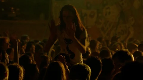 People Waving And Clapping Hands At Concert, Enjoying Music Stockbeeldmateriaal 89493971