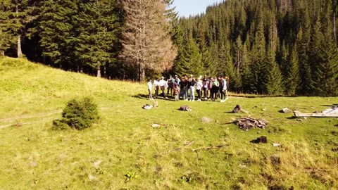 People waving at the camera in nature Stock Footage 253120804