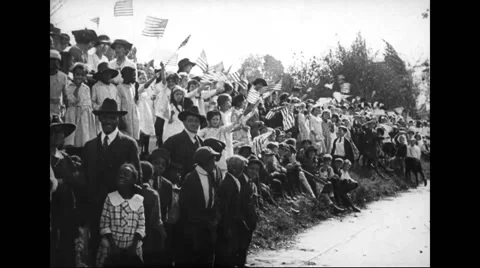 People waving flags Stock Footage 43338613