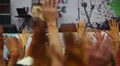 People waving throwing up hands in air, concert, having fun HD Footage