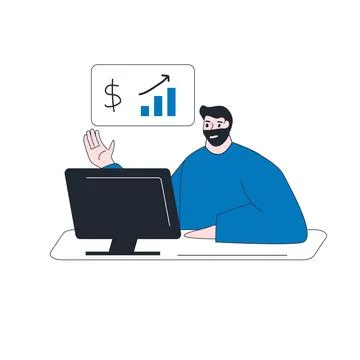 People webinar investment solution with computer Illustrazione stock