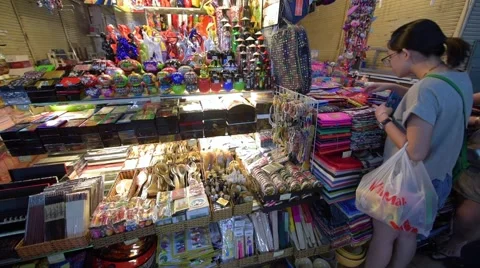 People who are shopping and selling at Ben Thanh Market Stock Footage