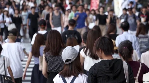 People who cross the pedestrian crossing ( Asia · Japan · Tokyo) Stock Footage