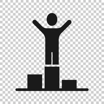 People win icon in flat style. Champion on podium vector illustration on whit Stock Illustration