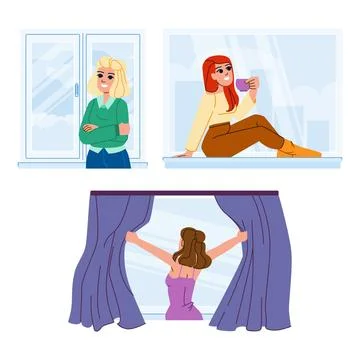People window woman vector Ilustración de archivo