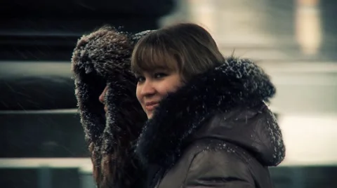 People at winter Stock Footage 1078918