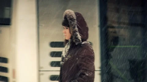 People at winter Stock Footage 1078962