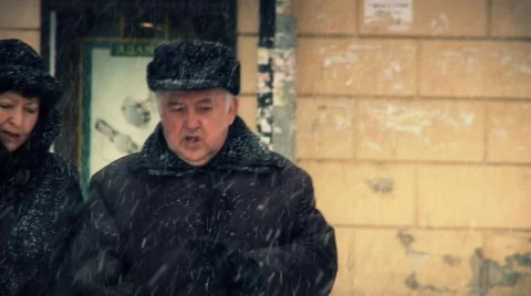 People at winter Stock Footage 1078967