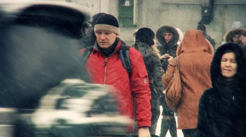People at winter Stock Footage 1078985