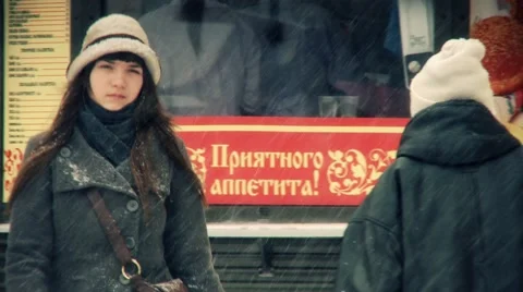 People at winter Stock Footage 1078995