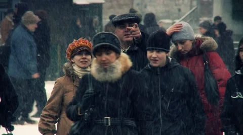 People at winter Stock Footage 1079034