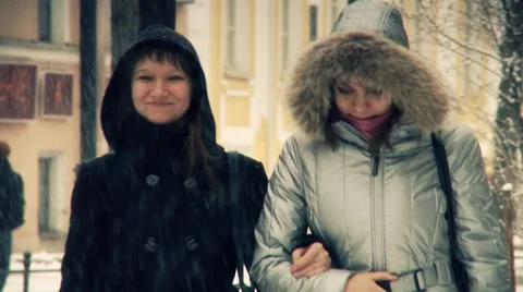 People at winter Stock Footage 1079104