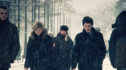 People at winter Stock Footage 1079116