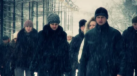 People at winter Stock Footage 1079126