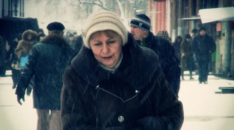 People at winter Stock Footage 1079139