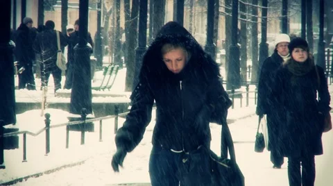 People at winter Stock Footage 1079150