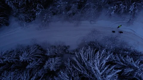 People In The Winter Mountain Drone View Stock Footage 105468877