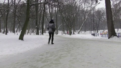 People in winter park Stock Footage 118459872