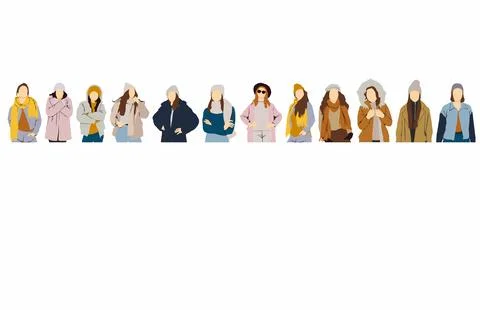  people in winter wear vector Stock Illustration