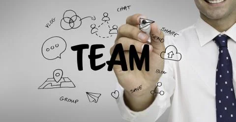 People with work business ideas graphic drawings Stock Photos