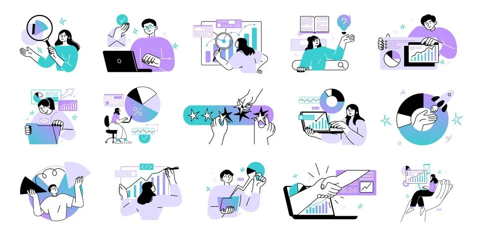 People work business workflow vector Stock Illustration