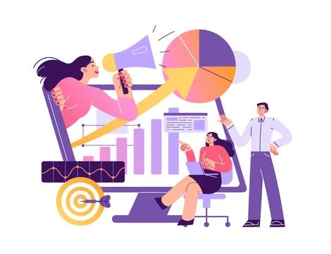 People work with data, information technology, business Illustrazione stock