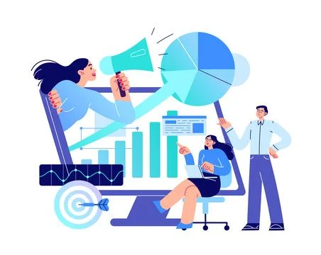 People work with data, information technology, business 스톡 일러스트