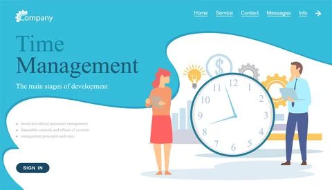 People work with development of time management stages. Workflow organization Stock Illustration